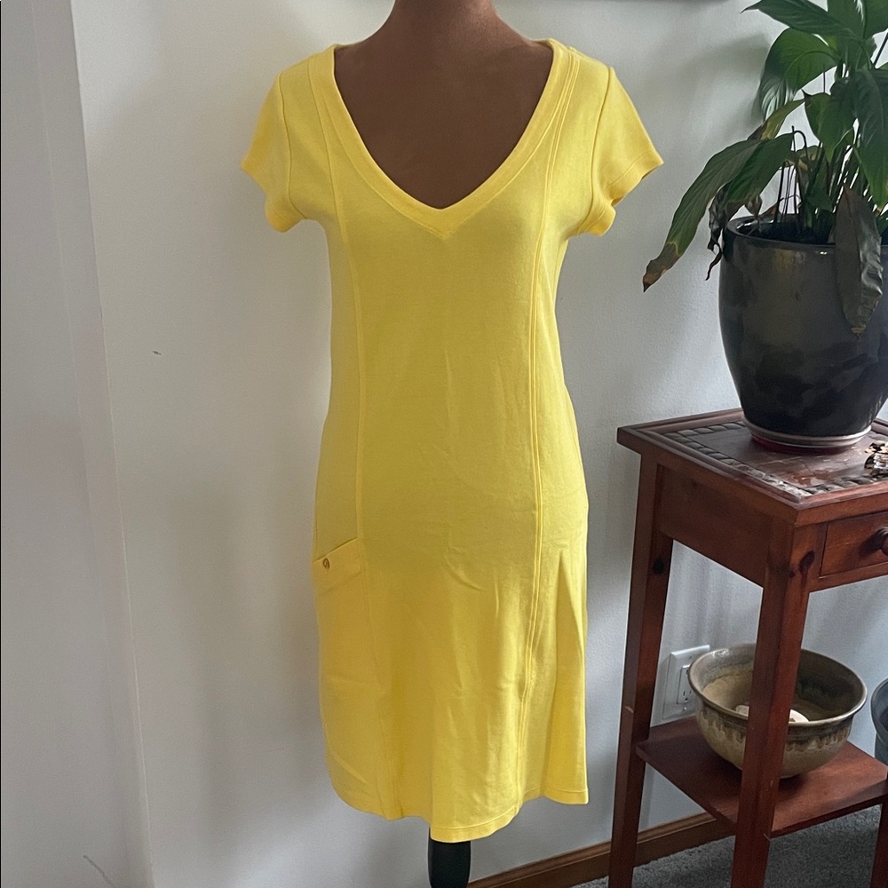 Horny Toad Yellow V-Neck Short Sleeve Dress